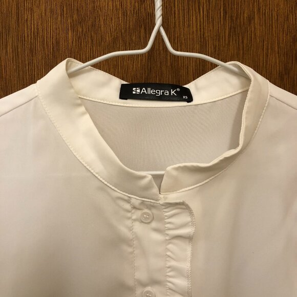 Allegra K - White short-sleeve top - Button up half-placket - XS - Picture 3 of 6